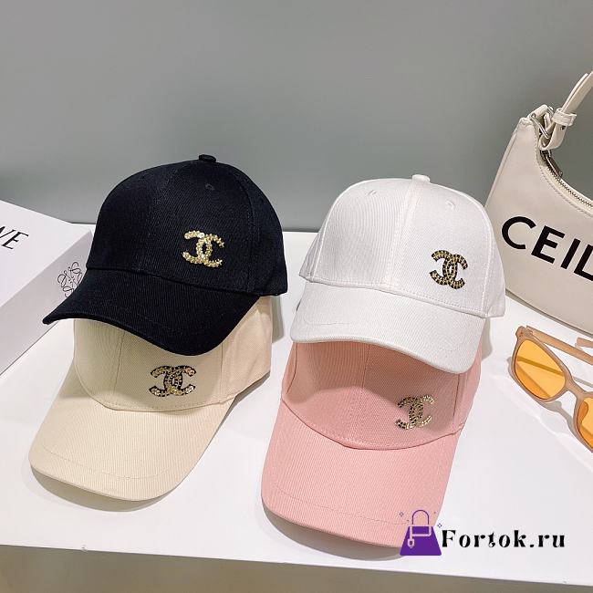 Fortok Chanel Baseball Cap in Pink/White/Beige/Black - 1