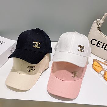 Fortok Chanel Baseball Cap in Pink/White/Beige/Black