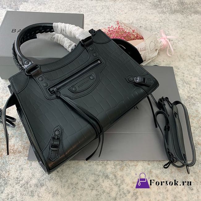 Fortok Balenciaga Neo Classic Bag in Black Croc Embossed Leather - 1