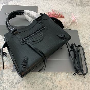 Fortok Balenciaga Neo Classic Bag in Black Croc Embossed Leather