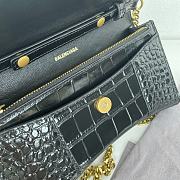 Fortok Balenciaga Black Croc-effect Leather Wallet On Chain 19x12x5cm - 3