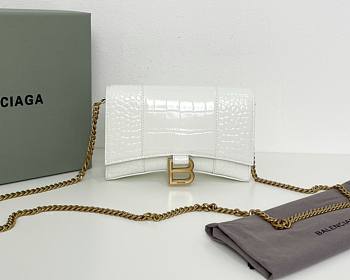 Fortok Balenciaga White Croc-effect Leather Wallet On Chain 19x12x5cm