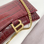 Fortok Balenciaga Red Croc-effect Leather Wallet On Chain 19x12x5cm - 3