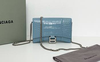 Fortok Balenciaga Blue Croc-effect Leather Wallet On Chain 19x12x5cm