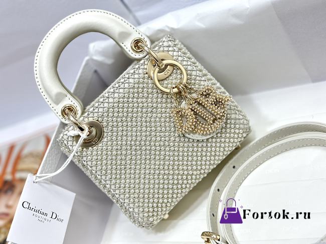 Fortok Dior Mini Lady Pearl Bag White 17x15x7cm - 1