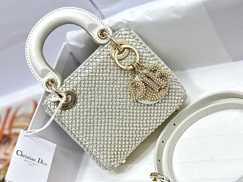 Fortok Dior Mini Lady Pearl Bag White 17x15x7cm