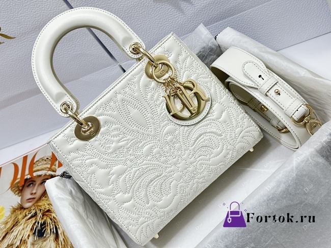 Fortok Dior Lady Pattern Bag in White 20x16.5x8cm - 1