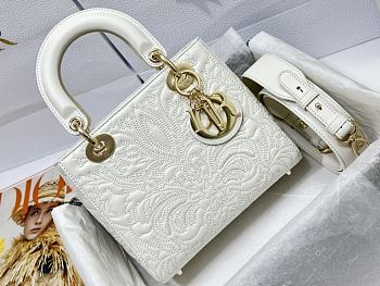 Fortok Dior Lady Pattern Bag in White 20x16.5x8cm