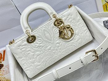 Fortok Dior Lady D-joy Pattern Bag in White 26x13.5x5cm