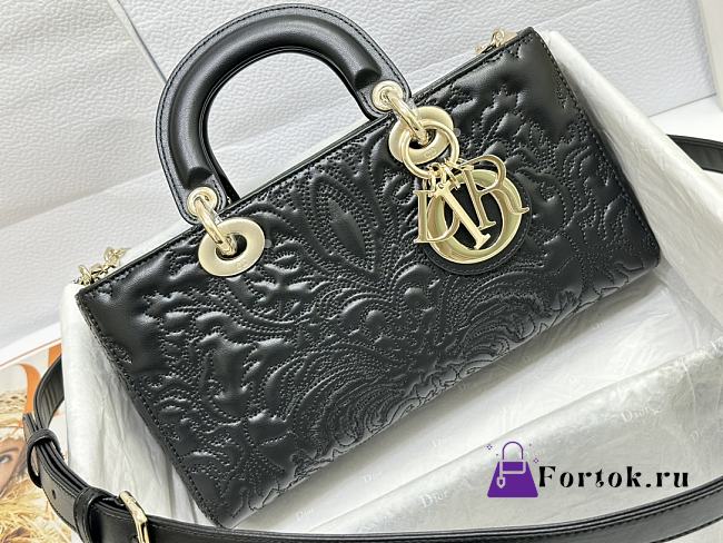 Fortok Dior Lady D-joy Pattern Bag in Black 26x13.5x5cm - 1