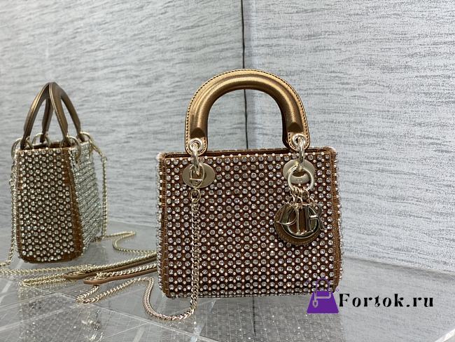 Fortok Dior Lady Crystal Bag Beige 17cm - 1