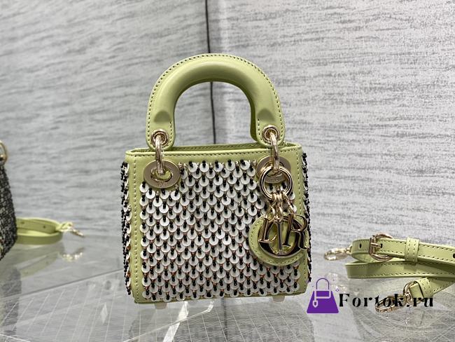 Fortok Dior Lady Crystal Bag in Green 12x10x5cm - 1