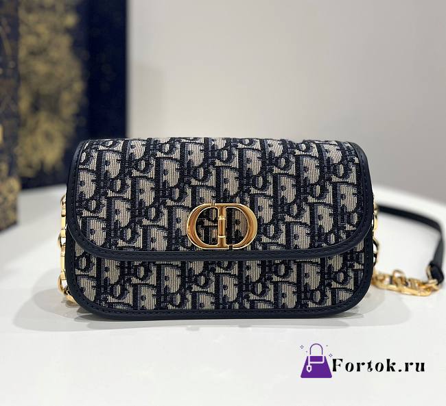 Fortok Dior 30 Montaigne Avenue Bag Blue Dior Oblique Jacquard - 1
