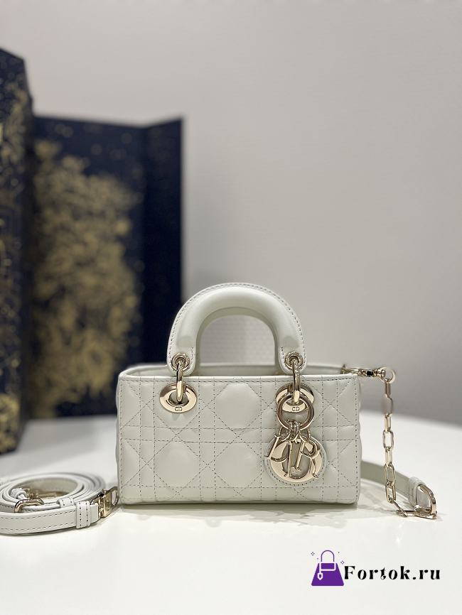 Fortok Dior Lady D-joy Micro Bag In White 16x5x9cm - 1