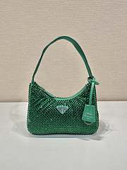 Fortok Prada Satin Mini Green Bag with Crystals - 1