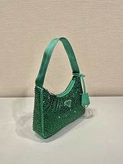 Fortok Prada Satin Mini Green Bag with Crystals - 3