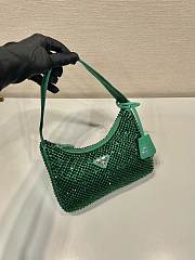 Fortok Prada Satin Mini Green Bag with Crystals - 2