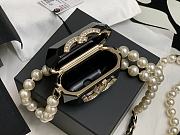 Fortok Chanel Plastic Box Bag Black Pearl Chain  - 3