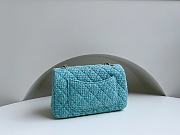 Fortok Chanel Wool Tweed Quilted Mini Rectangular Flap Turquoise Light Blue - 2