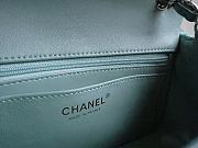 Fortok Chanel Wool Tweed Quilted Mini Rectangular Flap Turquoise Light Blue - 6