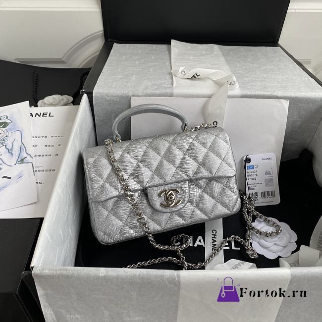 Fortok Chanel Flap Bag Silver 20cm - 1