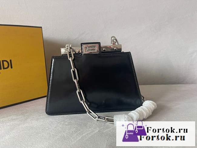 Fortok Fendi Pekapoo Cut Bag in Black 11x20.5x14cm - 1