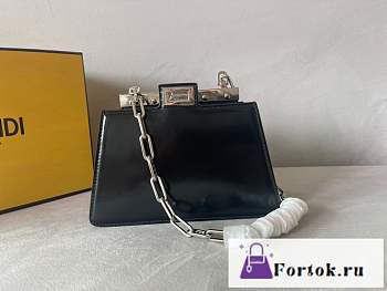 Fortok Fendi Pekapoo Cut Bag in Black 11x20.5x14cm