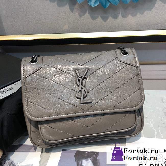 Fortok Saint Laurent Niki Bag Grey 533037 22x16.5x12cm - 1