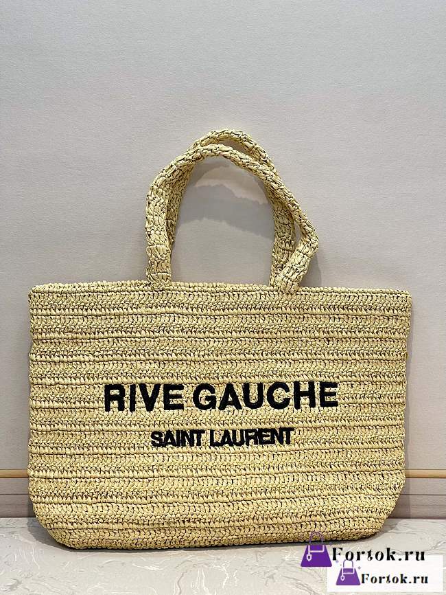 Fortok Saint Laurent Rive Gauche Raffia Weave Tote Bag - 1