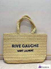 Fortok Saint Laurent Rive Gauche Raffia Weave Tote Bag - 1