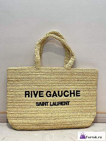 Fortok Saint Laurent Rive Gauche Raffia Weave Tote Bag