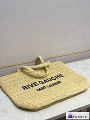 Fortok Saint Laurent Rive Gauche Raffia Weave Tote Bag - 4