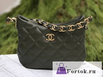 Fortok Chanel Hobo Bag Green 17.5x24x6cm