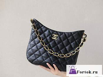 Fortok Chanel Hobo Bag Black 26x30x7cm