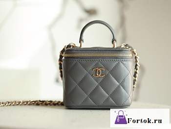 Fortok Chanel Small Vanity Bag Grey 8.5x11x7cm