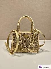 Fortok Prada Galleria Satin Crystals Mini Bag Gold 20x15x9.5cm - 1