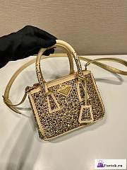 Fortok Prada Galleria Satin Crystals Mini Bag Gold 20x15x9.5cm - 6