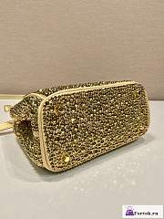 Fortok Prada Galleria Satin Crystals Mini Bag Gold 20x15x9.5cm - 5