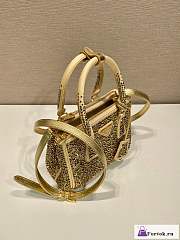 Fortok Prada Galleria Satin Crystals Mini Bag Gold 20x15x9.5cm - 4