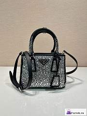 Fortok Prada Galleria Satin Crystals Mini Bag Silver 20x15x9.5cm - 1