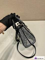 Fortok Prada Galleria Satin Crystals Mini Bag Silver 20x15x9.5cm - 5