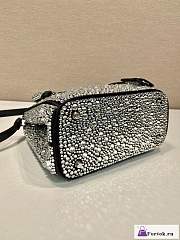 Fortok Prada Galleria Satin Crystals Mini Bag Silver 20x15x9.5cm - 6