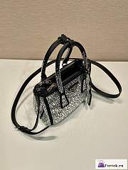Fortok Prada Galleria Satin Crystals Mini Bag Silver 20x15x9.5cm - 3