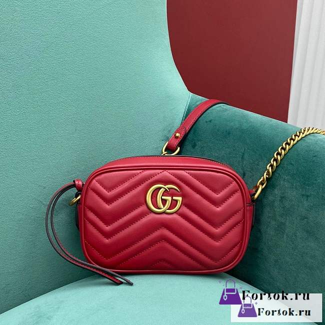 Fortok Gucci Marmont Matelasse Bag Red 18x6x12cm - 1