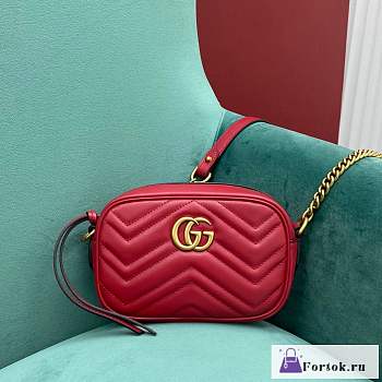 Fortok Gucci Marmont Matelasse Bag Red 18x6x12cm