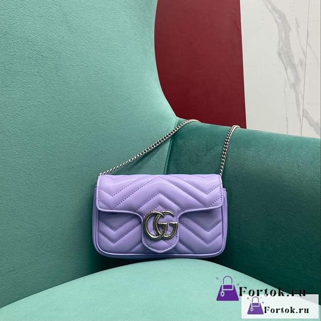 Fortok Gucci NanoMarmont Matelassé Leather Bag Purple 16.5x5x10cm - 1