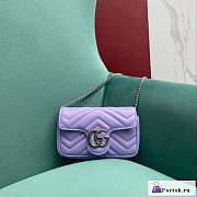 Fortok Gucci NanoMarmont Matelassé Leather Bag Purple 16.5x5x10cm - 1