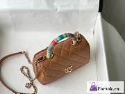 Fortok Chanel Rainbow Mini Coco Handle Bag Lambskin Brown 19x9x13cm - 6