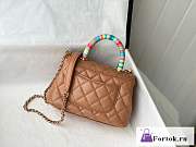 Fortok Chanel Rainbow Mini Coco Handle Bag Lambskin Brown 19x9x13cm - 2