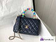 Fortok Chanel Rainbow Mini Coco Handle Bag Lambskin Black 19x9x13cm - 1